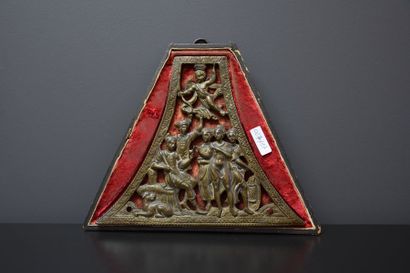 null POWDER PLATE END XVI TH CENTURY IN BRONZE REPRESENTING THE JUDGMENT OF PARIS....