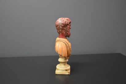 null BUST OF ROMAN EMPEROR IN ROSSO ANTICO MARBLE, SIENA MARBLE AND WHITE MARBLE...