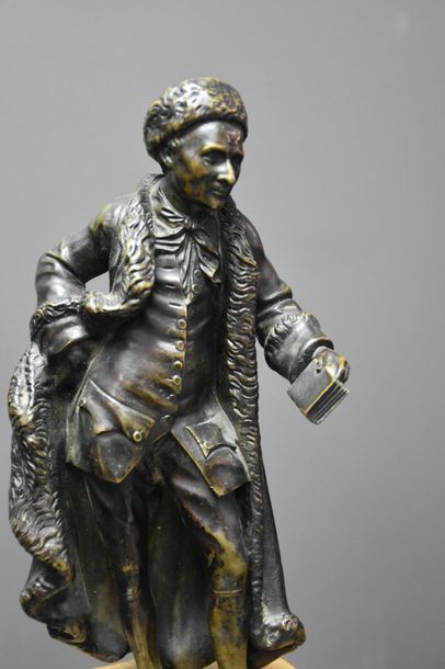 null PAIR OF BRONZES FROM THE RESTORATION REPRESENTATIVE OF VOLTAIRE AND JEAN JACQUES...