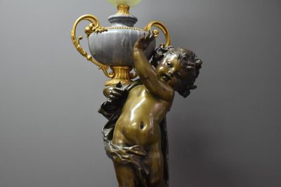 null JULES CHERET. BRONZE SCULPTURE XIX TH CENTURY DECORATED WITH CHERUBS HOLDING...