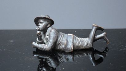 null TERRACOTTA SIGNED BB FOR BERNARD BLOCH "YOUNG AFRICAN WITH CIGAR". H: 10 CM...