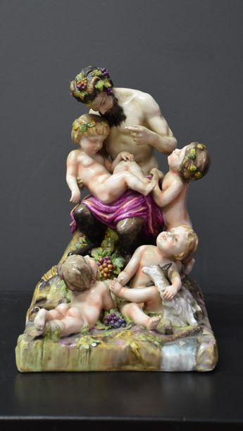 null CAPODIMONTE PORCELAIN GROUP LATE 19TH CENTURY. BACCHUS AND HIS CHILDREN HT 26...