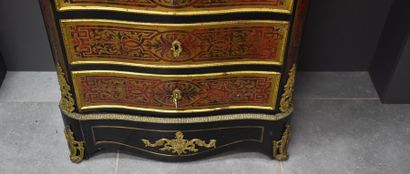 null SECRETARY NAPOLEON III IN BOULLE STYLE MARQUETRY ( ACCIDENT MARBLE TOP). HT...