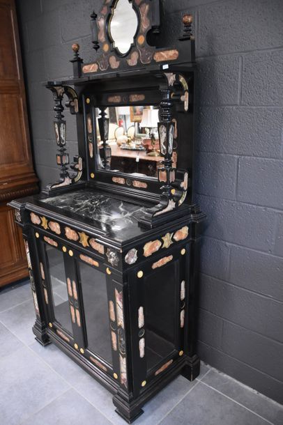 null BLACK CABINET WITH PARCLOSES OF PIETRA DURA ITALY 19TH CENTURY