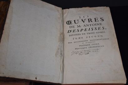 null LIVRES "ŒUVRES DE MR ANTOINE D'ESPEISSE " EN TROIS TOMES, 1750, CHEZ LES FRERES...