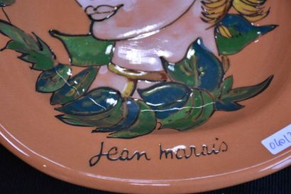 JEAN MARAI JEAN MARAIS (1913-1998). CERAMIC PLATE "PORTRAIT OF TRISTAN" 33 X 27 ...