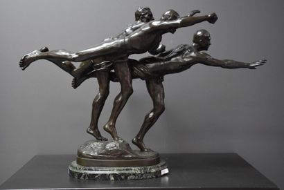 null ALFRED BOUCHER (1850-1934). "TO GOAL". BRONZE SIGNED A. BUTCHER AND FOUNDRY...