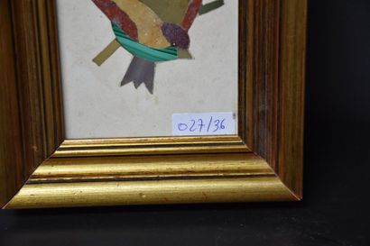 null PLATE IN PIETRA DURA COUPLE OF BIRDS END OF 19TH CENTURY BEGINNING 20 EME 9...