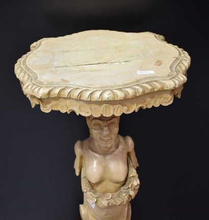 null Venetian selette circa 1880 decorated with fauna carved in patinated wood. Ht...