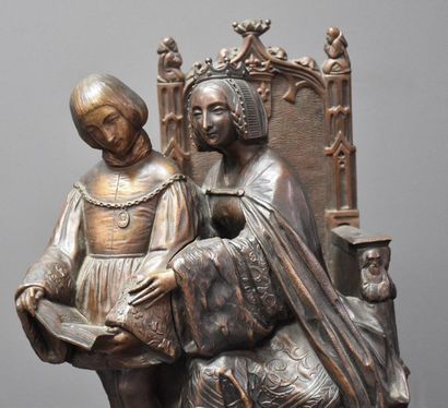 null Bronze de style néo-gothique " Le jeune roi Charles VIII et la régente Anne...