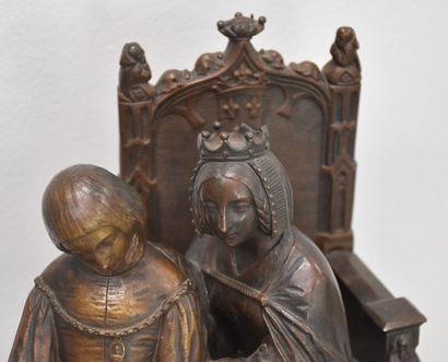 null Neo-Gothic bronze "The young king Charles VIII and the regent Anne de Beaujeu"....