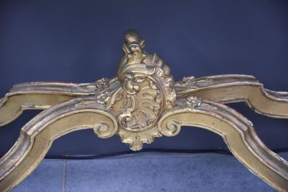 null Rococo style console in gilded wood. Ht 92 cm. Length 115 cm.