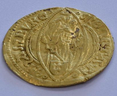 null Ducat in gold, Hamburg 1656, weight: 3.5 grams. Ø 2.2 cm.