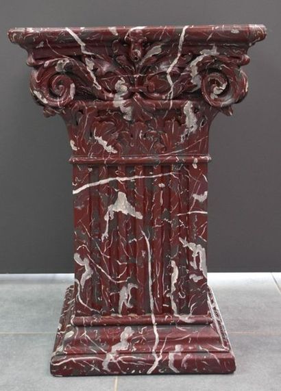 null Plaster tent with faux marble patina making pedestal. Height: 76 cm