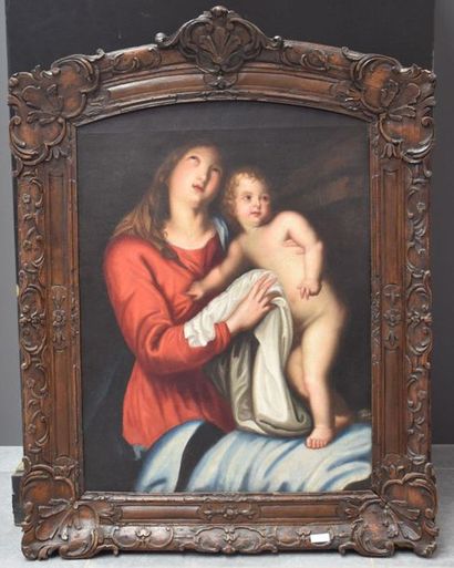 Oil on canvas early XVIII th, Mother with...