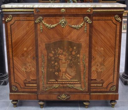 null Napoleon III period support cabinet in veneer and marquetry. (some missing ornaments)....