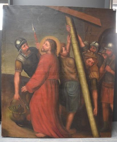 null Oil on canvas 18th century "Climb to the cross". 123 X 143 CM.