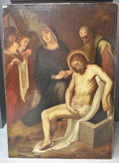 null Oil on canvas, lamentation of Christ, 17th century Antwerp school. 78 X 112...