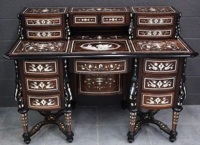 Mazarin style desk in rosewood veneer and...