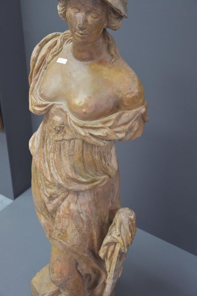 null Terracotta Louis XIV period representing Minerva. Height: 120 cm. (accidents...