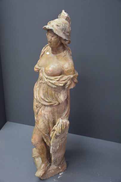 null Terracotta Louis XIV period representing Minerva. Height: 120 cm. (accidents...