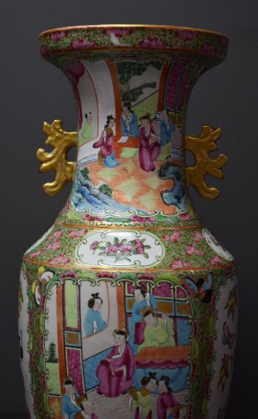 null Chinese porcelain vase, Canton. Ht 38 cm.