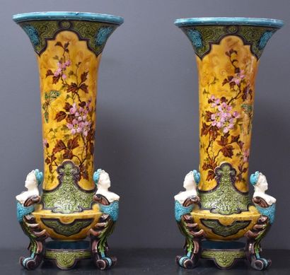 Pair of French majolica vases circa 1880...