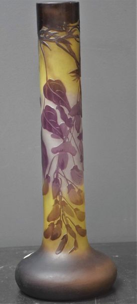 Émile GALLÉ (1846-1904) Emile Gallé (1846-1904). Vase en pâte de verre à décor stylisé...