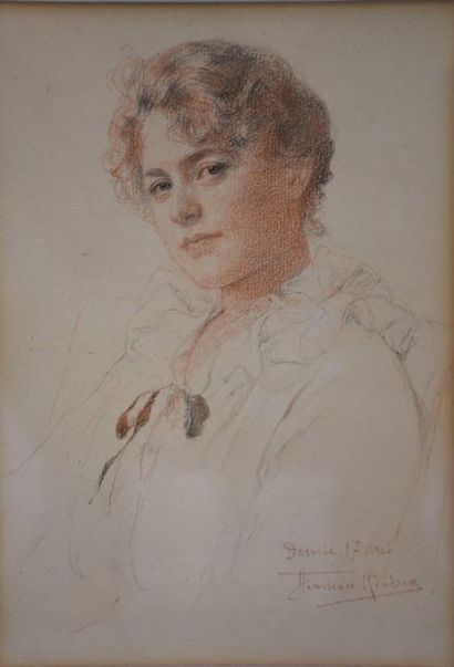 Herman Richir ( 1866-1942) Herman Richir (1866-1942). Drawing, portrait of Denise...