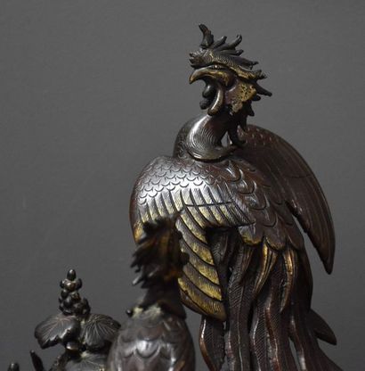 null Bronze birds of China XIX th century. Ht 27 cm.