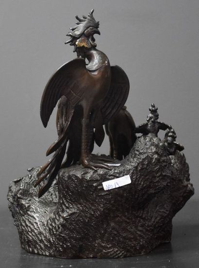 null Bronze birds of China XIX th century. Ht 27 cm.