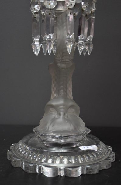 null Dolphin lamp from the Baccarat crystal factory . Ht 58 cm . 3 signatures .
