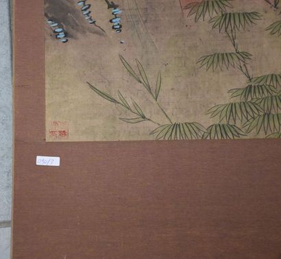 null Peinture chinoise sur papier signée, sujet "élégante". 120 x 60 cm.
