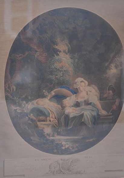 null Paire de gravures romantiques 19ème siècle . 63 x 81 cm .
