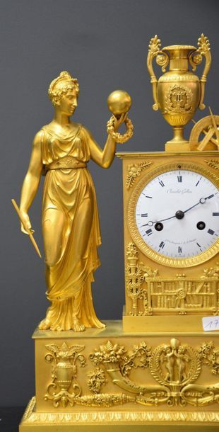 null Empire clock in gilt bronze. "Allegory of Astronomy". Dial signed Choiselat...