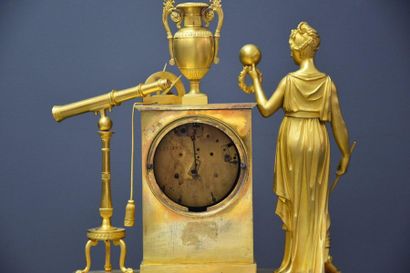 null Empire clock in gilt bronze. "Allegory of Astronomy". Dial signed Choiselat...