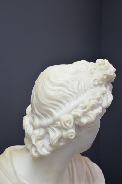 null Antonio FRILLI (c.1880-1920). Carrara marble bust of Apollo signed A. Frilli...