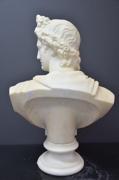 null Antonio FRILLI (c.1880-1920). Carrara marble bust of Apollo signed A. Frilli...