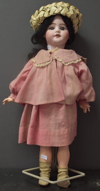 null SFBJ doll, bisque head, boiled cardboard body. Ht 57 cm . ( 1 finger missing...