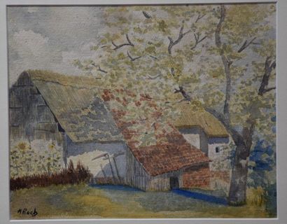 null Anna Boch ( 1848 - 1936 ) . Watercolour . "The sunflower farm" . Signed lower...