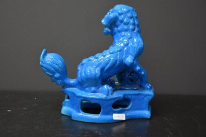 null Chien de Fô of the Boch keramis manufacture varnished blue turquoise, mark K...