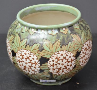 null Boch Keramis stoneware vase with floral decoration. D 666. ht 14 cm ; Ø 18 cm...