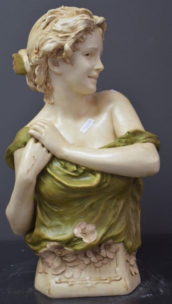 null Bust of a young art nouveau woman from the Royal Dux manufacture and signed...