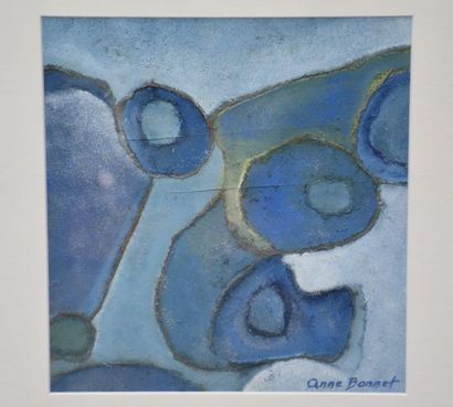 null Anne Bonnet ( 1908 - 1960 ) . Gouache, abstraction géométrique, signé en bas...