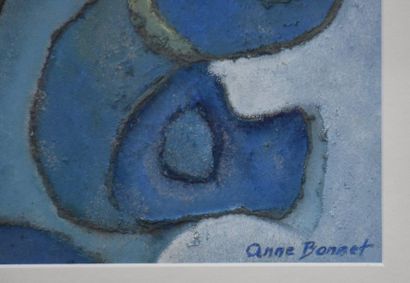 null Anne Bonnet ( 1908 - 1960 ) . Gouache, geometrical abstraction, signed lower...