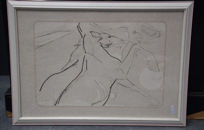 null Octave Landuyt, lithographing horses. 32 x 46 cm .