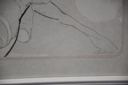 null Octave Landuyt , lithographie aux chevaux . 32 x 46 cm .