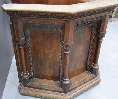 null Truth pulpit in neo-gothic style in carved oak from the end of the 19th cen...
