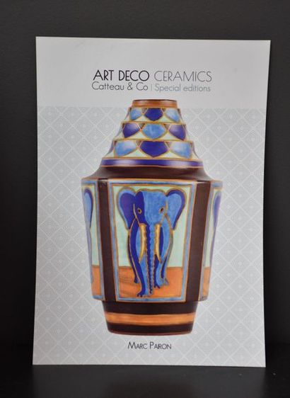 null Charles Catteau ( 1880-1966 ). Vase Boch keramis à décor de cavalières élégantes,...