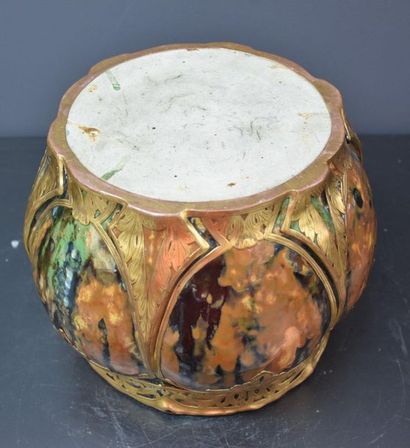 null Art nouveau ceramic planter in glazed ceramic, galvanized with "belle époque"...